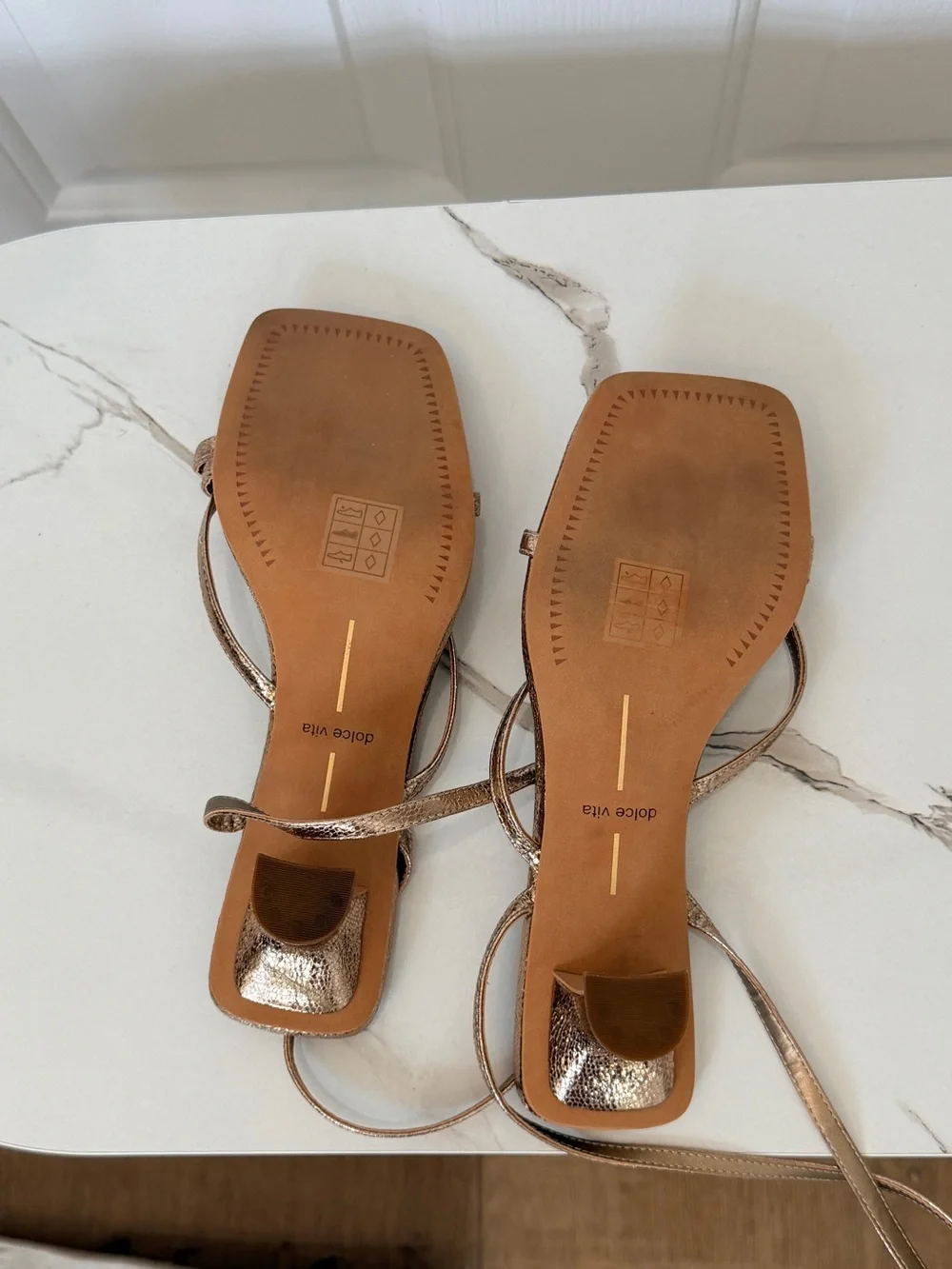 Dolce Vita Metallic Rose Gold Strappy Heeled Sandals